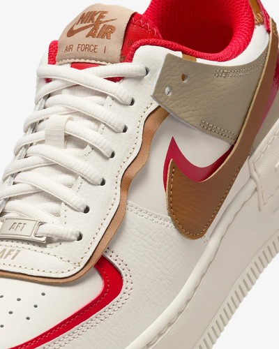 NEW Nike Air Force 1 Shadow Womens Size 7 Phantom Fire Red Khaki HQ3400 030 - Picture 8 of 9