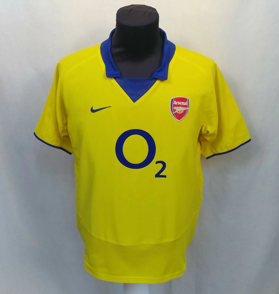 Arsenal 2003 2004 Away Football Jersey Yellow Nike O2 Soccer Shirt