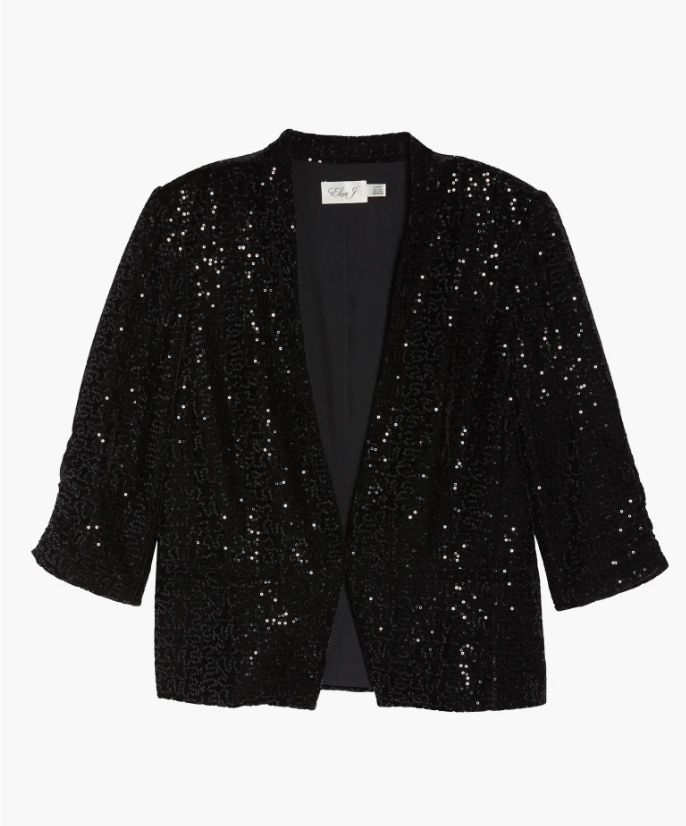 ELIZA J L52825 Womens Black Sequined Evening Blazer Jacket Size M