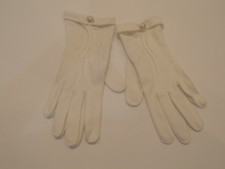 Vtg Gloves Womens Off White Dress Faux Pearl Button No Size But Probably Medium