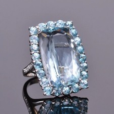 2.75Ct Simulated Aquamarine Ring Silver Plated Royal Ring for Valentine Gift