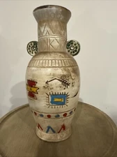 Double Handled Decorative Multicolor Rustic Vase 