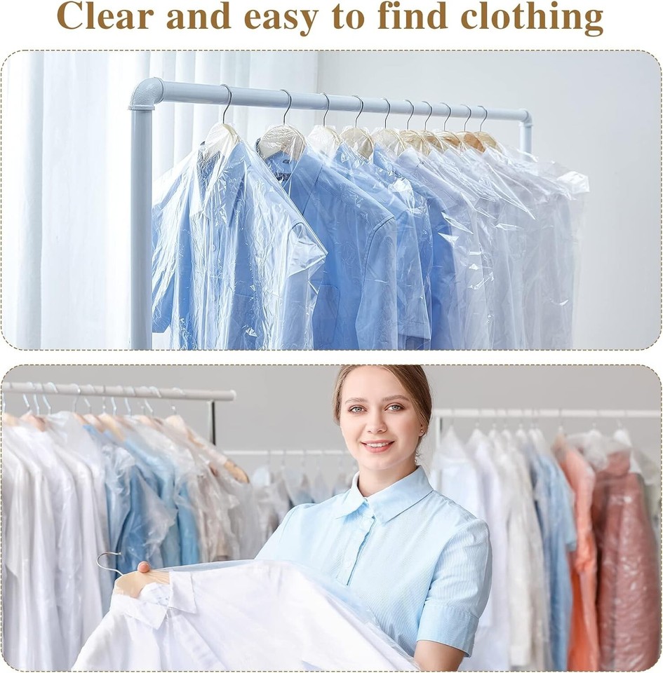 20 Pack Garment Bags for Hanging Clothes Plastic Garment Bags Clear