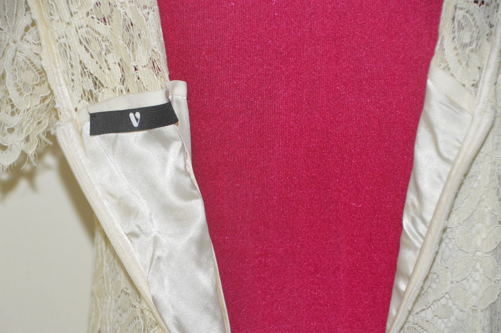 OFF WHITE Elegante abito in pizzo bianco e nero bianco sporco V by Very Raw UK taglia 10