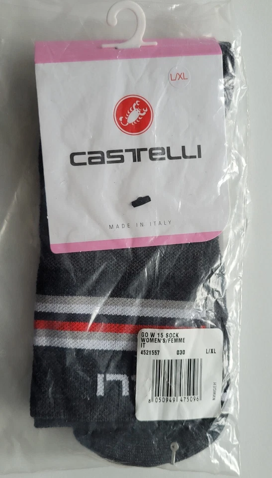 Calcetines de ciclismo Castelli Go W15 para mujer de lana merino grandes grises ~¡Stocking Stuffer!~ Foto 2 de 3