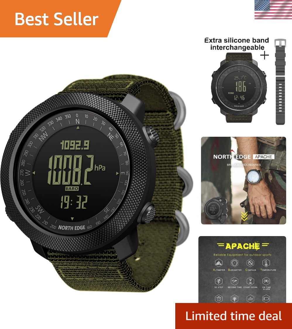 Apache Tactical Sports Watches for Men with Compass, Outdoor Survival and Military Design