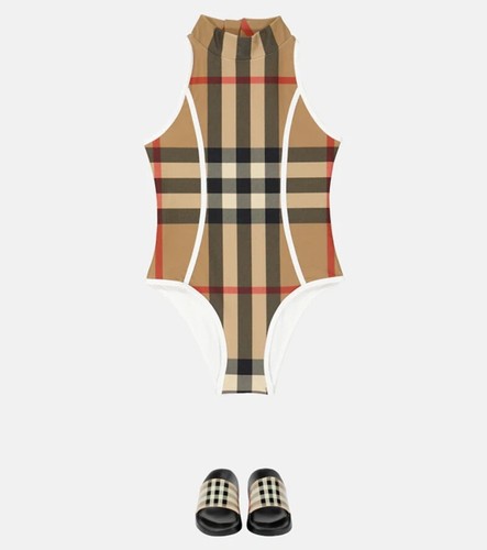 Burberry L6517 Beige Teen Check-print Zip-front 1-Piece Swimsuit Size 14Y/155/80 - Picture 2 of 3