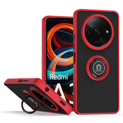 For XiaoMi RedMi A3, Luxury Hybrid Armor Ring Holder Shockproof Screen Protector