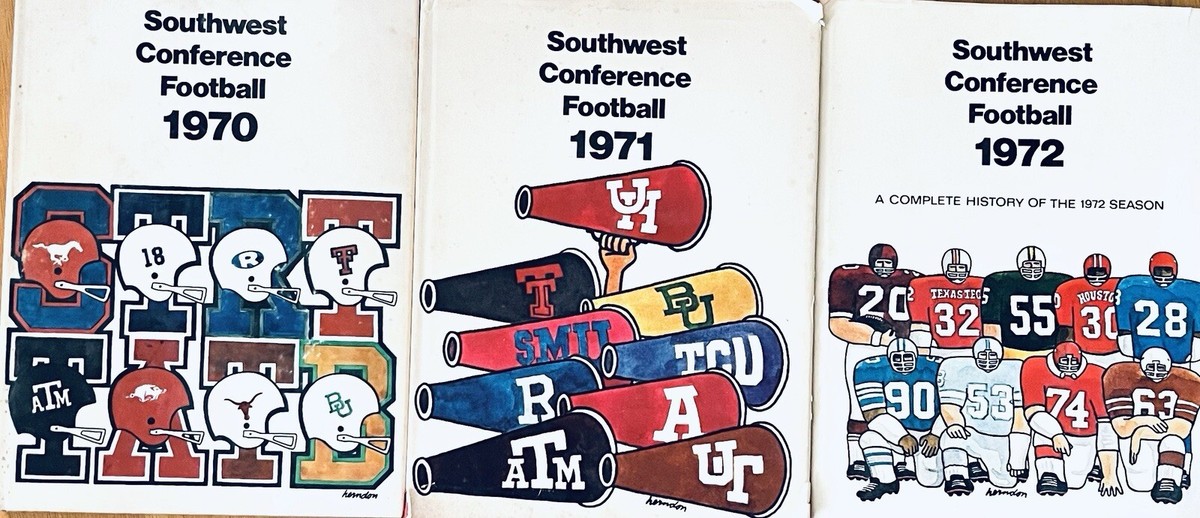 Lot of 3 Southwest Conference Football History Books 1970