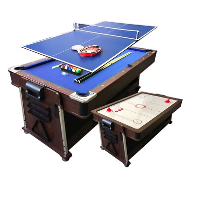 7 FT Multi Games Pool Table Blue Air Hockey + Table Tennis + Table Top   Bullet