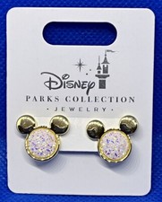 Disney Parks Collection Jewelry Mickey Ears shimmering white Earrings - NEW