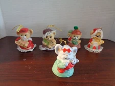 5 Vintage Jasco  BELLS Ornaments CARING CRITTER CHIMERS