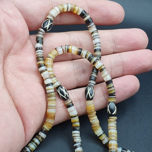 AA Vintage Antique Agate bead Tibet Himalayan Dzi pendant Necklace - Picture 10 of 14