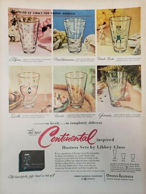 Vintage 1955 Libbey Glass Print Ad Ephemera Art Decor 