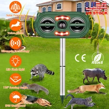 Solar Ultrasonic Animal Repeller Deer Raccoon  USB Chargeable