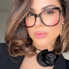 XXL OVERSIZED Cat Eye MISS GORGEOUS Clear Eyeglasses Glasses BLUE LIGHT LENS 