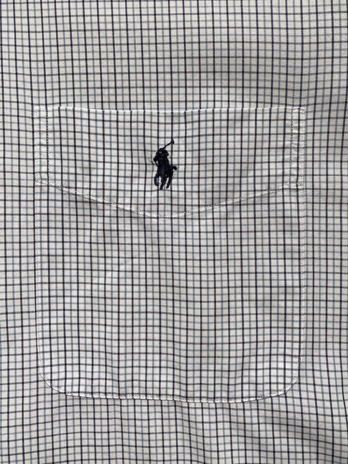 Camicia Ralph Lauren uomo XLarge bianca a quadri Bartlett manica corta cotone pony