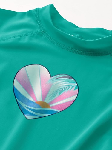 Kanu Surf Girls' Karlie UPF 50+ Sun Protective Rashguard Swim Shirt, Sunrise Atl - Picture 2 of 3