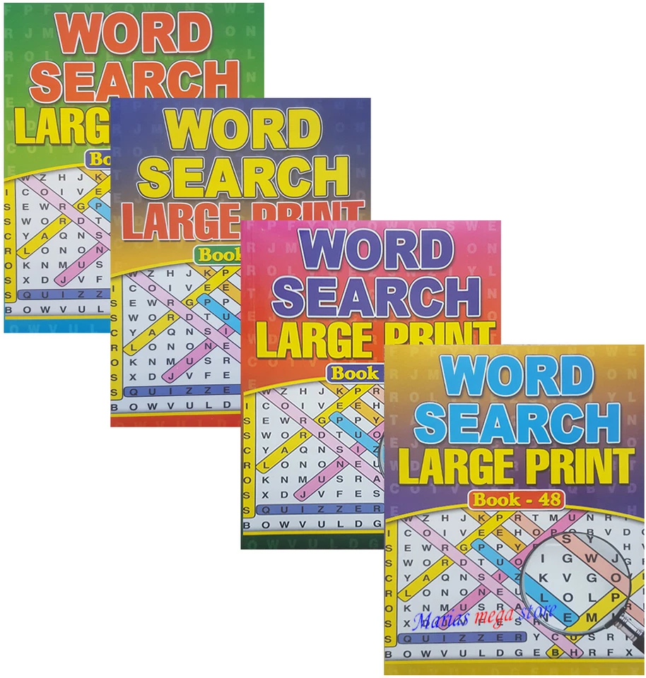 A4 Large Print Word Search Puzzle Book Books (57 - 228 PUZZLES) BK 45 - 48