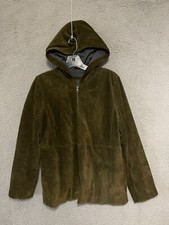 Banana Republic Mens Genuine Leather Jacket Hooded Size Small Adult Full Zip