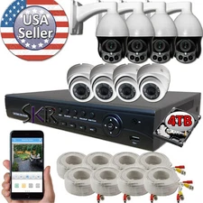 Sikker 8 Channel Full 1080P DVR Recorder PTZ 5X zoom Security Camera System 4TB