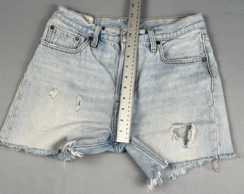 Levi’s 501 cutoff shorts women’s 28 light wash distressed frayed hem button fly - Picture 11 of 15