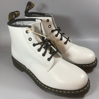 Doc Dr. Martens Boots 101 YS Smooth White Leather Lace Up Mens 11 / Womens 12