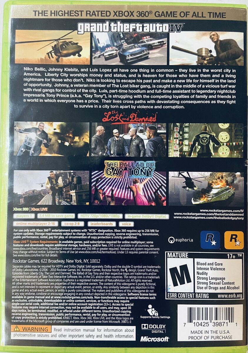 Grand Theft Auto IV: The Complete Edition XBox 360 TESTED Grand Theft Auto IV: The Complete Edition XBox 360 TESTED