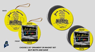 JACK AND MARIONS DELI Ornament / Magnets - Vintage Defunct Brookline Restaurant