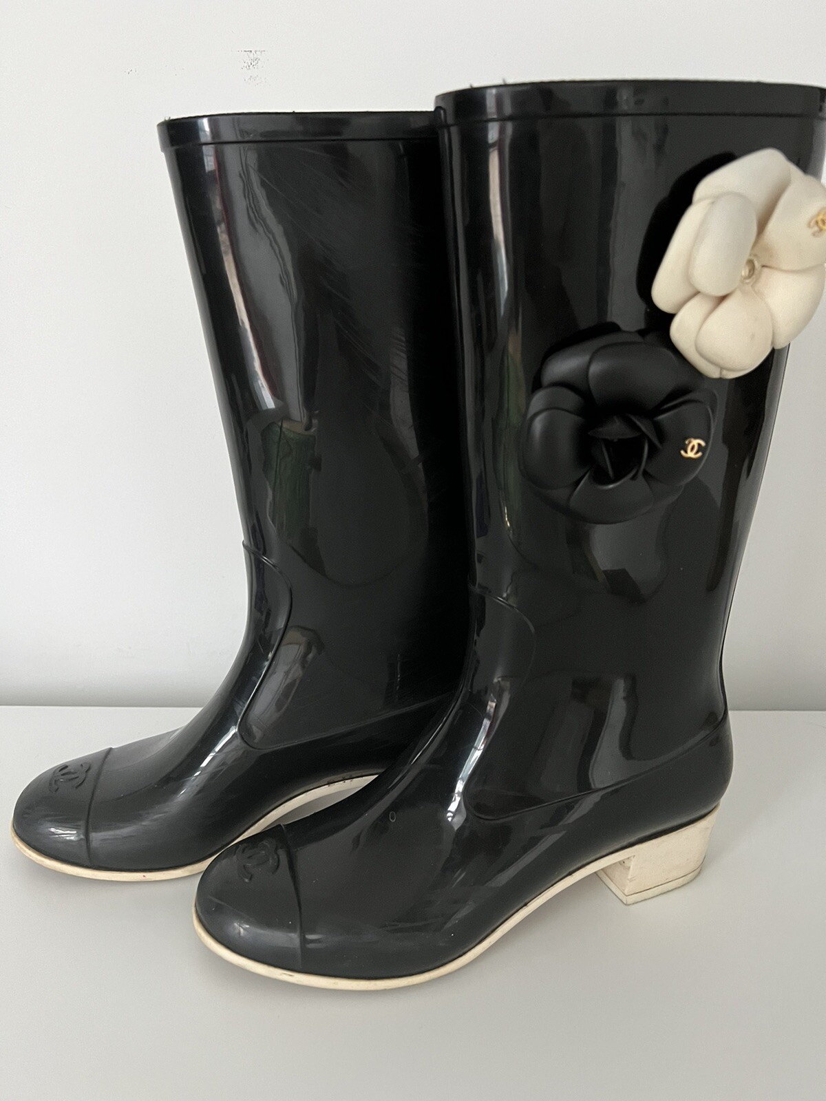 chanel rain boots 37-image