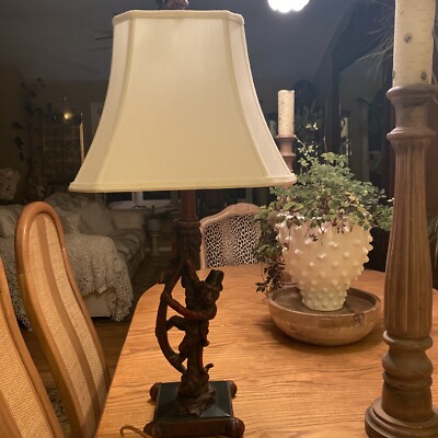 Vintage Monkey Bellhop Bell Boy Table Lamp- Working Condition - BERMAN - w/shade