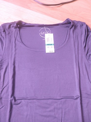 NWT INC International Concepts Square Neck LS Tee Petite Large Blackberry - Picture 2 of 3