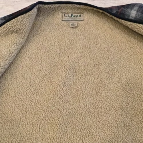 VINTAGE LL Bean Large L Black Plaid Wool Sherpa Lined Zip Vest - Picture 10 of 10