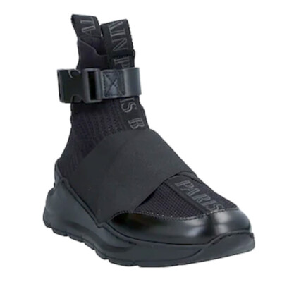 Balmain Hightop leather B-Troop Black sneakers size 42U NEW | eBay