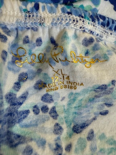 Lilly Pulitzer Romper Girls XL (12-14) Jaycee Oasis Shell Me You Love Me Bow - Picture 5 of 5