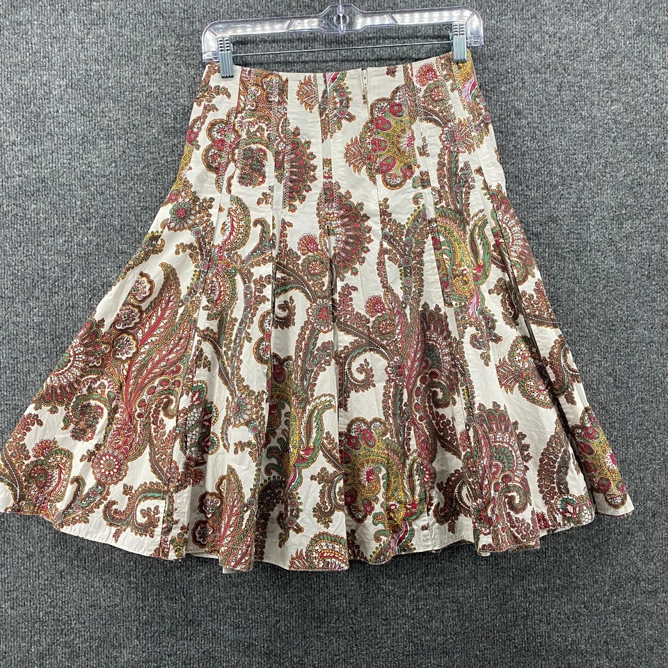 Cabi Skirt Womens 4 Paisley Front Button Mid Rise Flare Flowy Gypsie Hippie Boho - Image 3 of 4