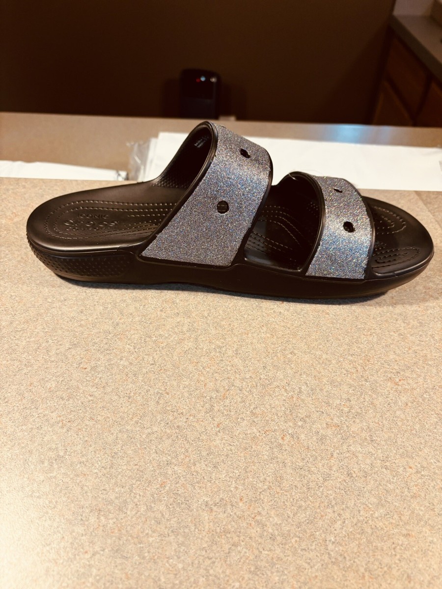 Crocs Classic Glitter II 207769-001 Men's Black Comfort Slide