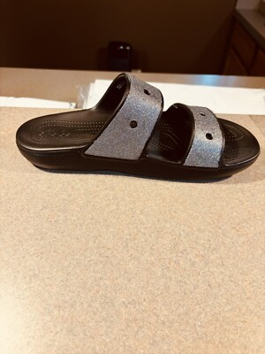 Crocs Classic Glitter II 207769-001 Men's Black Comfort Slide