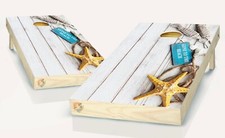 Shells Gone to the Beach Cornhole Board Vinyl Wrap Laminated Sticker Set Decal