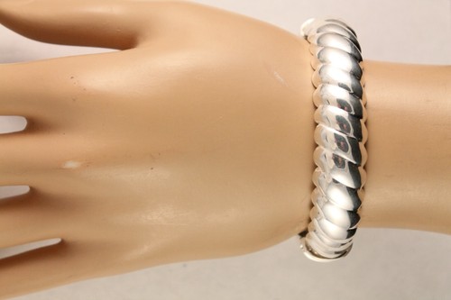 MILOR ITALY 925 Sterling Silver Twisted Bangle Cuff Ribbed Bracelet 28.3 grams - Picture 13 of 13