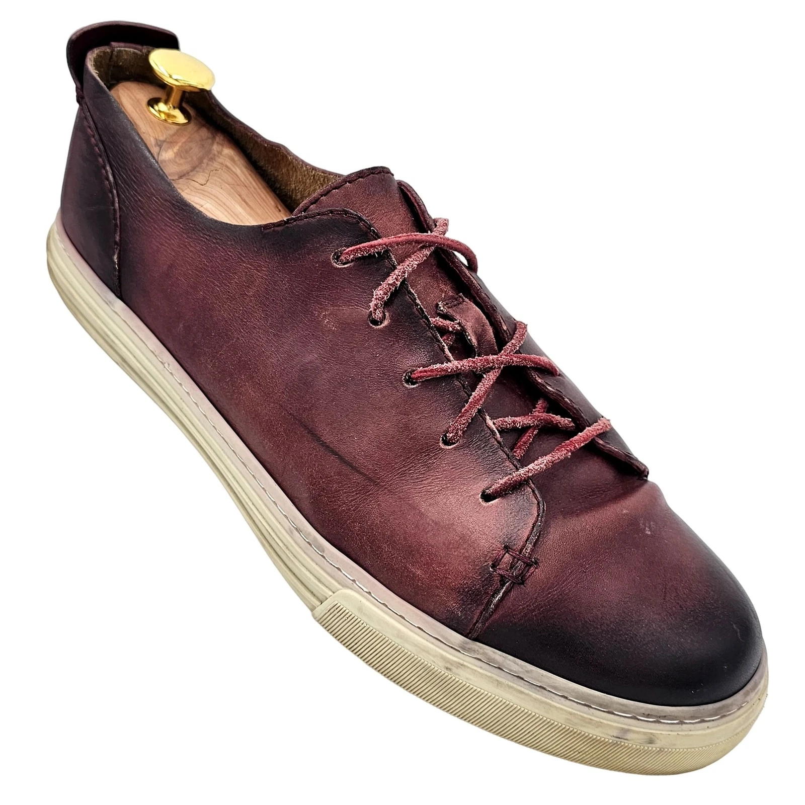 Gucci Italie Homme 8 Baskets en Cuir Bordeaux Bases Designer Chaussures Italien Rouge
