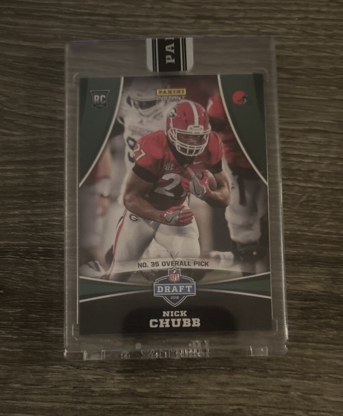 2018 Panini Instant NFL Draft Nick Chubb 34th Pick RC Browns Green 9/10 Gem Mint