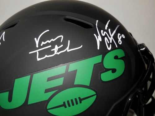 NY JETS AUTOGRAPHED FULL SIZED FOOTBALL HELMET (PSA) - Testaverde, Chrebet, Moss - Picture 2 of 5
