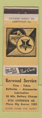 #ad #ad Matchbook Cover Kerwood Texaco oil gas Troy? MI $4.01