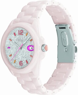 NEW IN BOX WOMENS COACH GREYSON WRIST WATCH CERAMIC BLUSH PINK