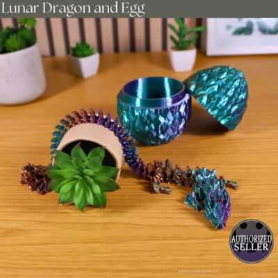 Monddrache 3D mit optionalem Ei - 3D-gedruckter Drache - Schmeichlerspielzeug