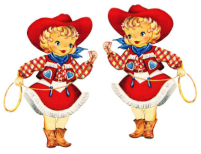 Vintage Image Retro Little Cowgirl Western Waterslide Decals Transfers KID488