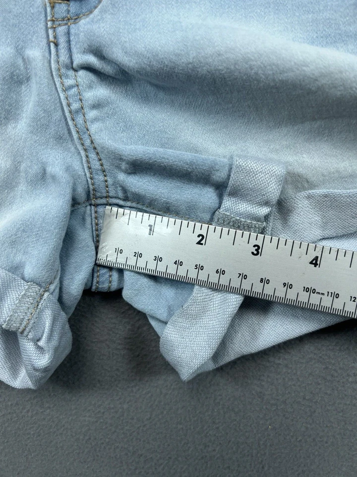 Pantalones Cortos de Jean Casi Famosos Juniors 1 Azul Denim Jean Puños Corte Informal Para Mujer Foto 4 de 4