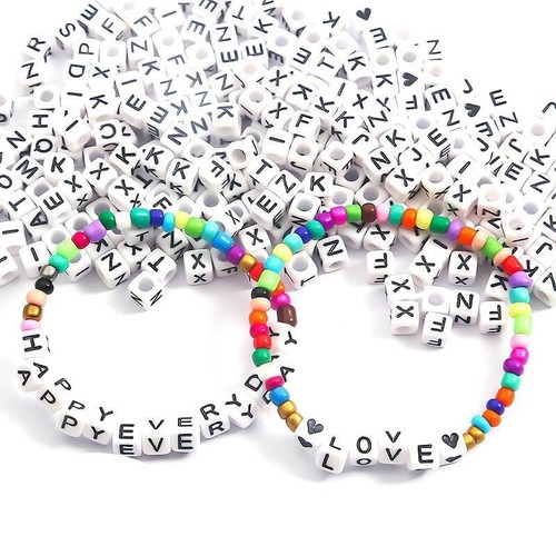100x Acrylic Cube Letter Beads For Kid Handmade Jewelry Making DIY Bracelet 6mm - Picture 3 of 39