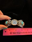 Vintage Southwest Arizona Sterling Silver, Turquoise & Coral Watch Cuff- Heavy! — photo 8